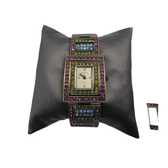 Heidi Daus "Changeable Art" Pave' Crystal Reversible Watch/Bracelet New Battery - Picture 5 of 8